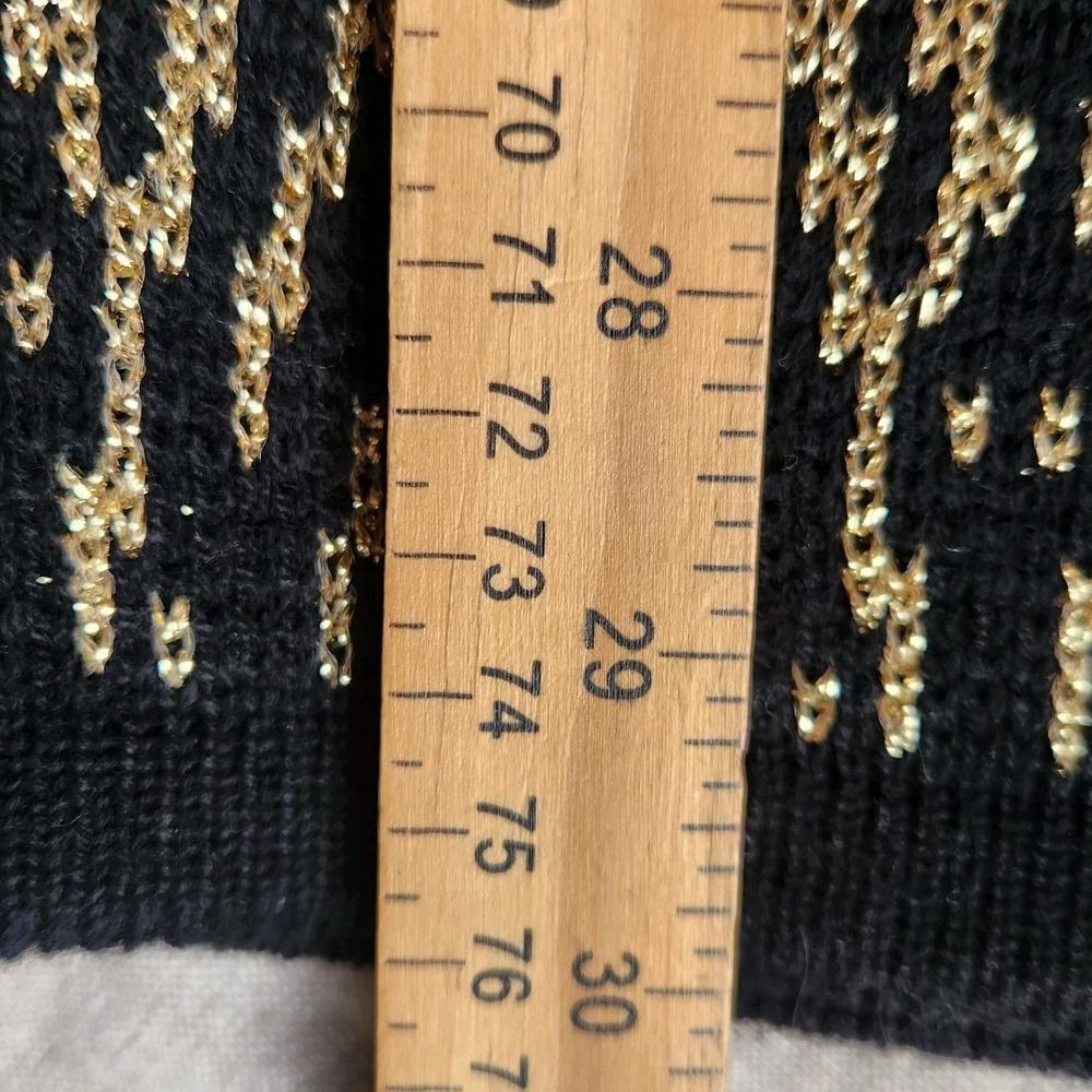 Vintage Black Gold Metallic Sweater Sheridan Square Size M Oversized 80s 90s - Picture 7 of 7